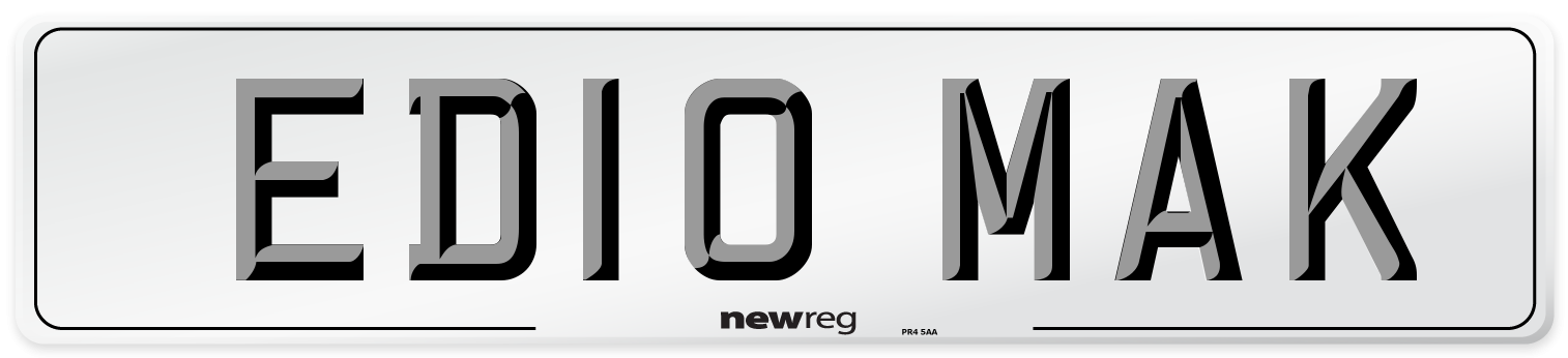 ED10 MAK Number Plate from New Reg